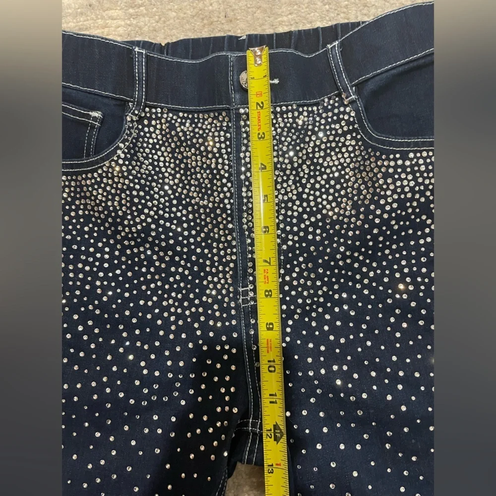 Orttu Ralph Jean Stones Jeans Med Rhinestone Blue $195 Casual Rave Party Holiday